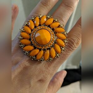 Orange statement piece ring